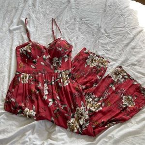 Women’s Floral Print Sleeveless Sweetheart Neck Strappy Bra Cup Jumpsuit
